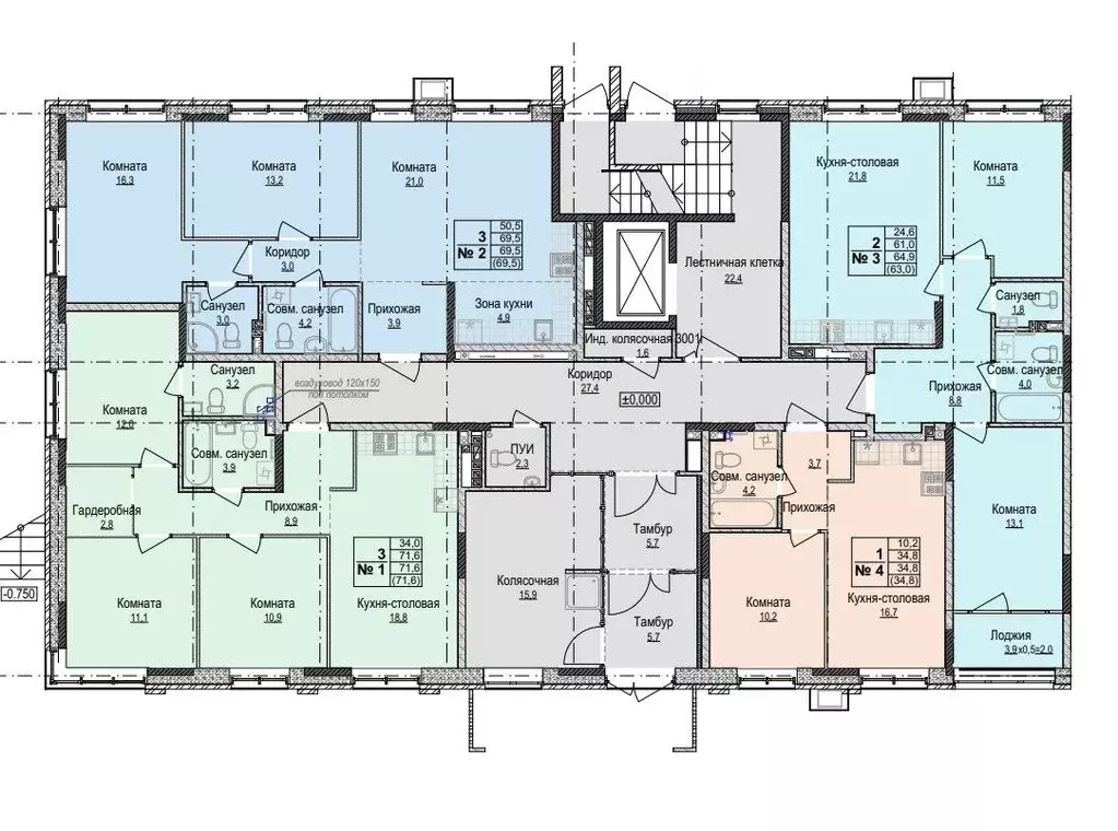 3-к кв. Удмуртия, Ижевск ул. Имени Репина, 35Ак2 (70.7 м) - Фото 2