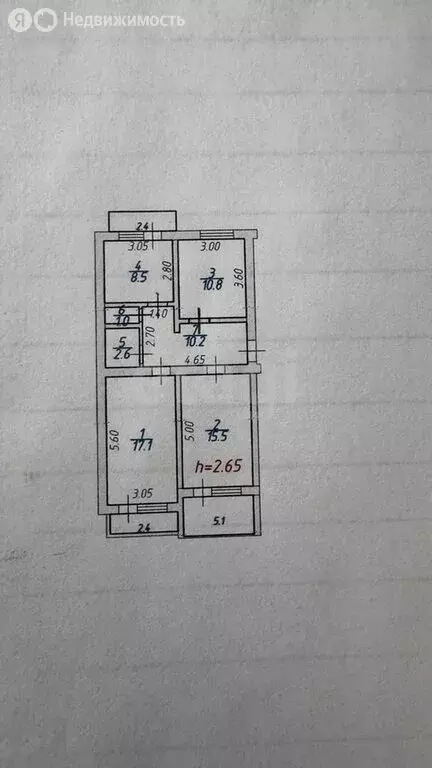 3-комнатная квартира: Махачкала, проспект Петра I, 75 (70 м) - Фото 1