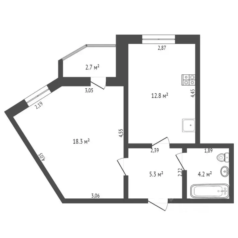 1-к кв. Самарская область, Самара просека 6-я, 157 (40.8 м) - Фото 2