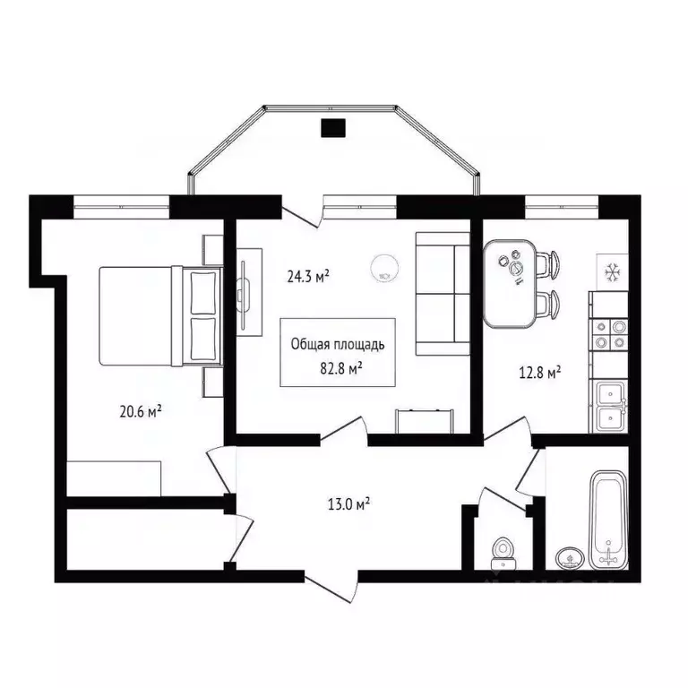2-к кв. Новосибирская область, Новосибирск ул. Галущака, 1 (82.8 м) - Фото 2