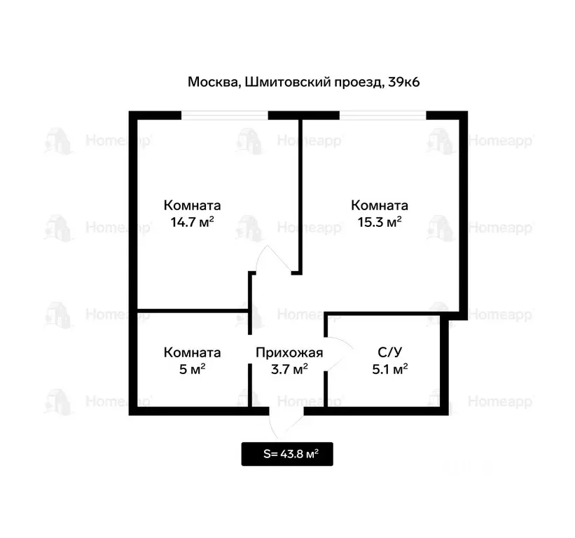 1-к кв. Москва Шмитовский проезд, 39к6 (43.8 м) - Фото 2