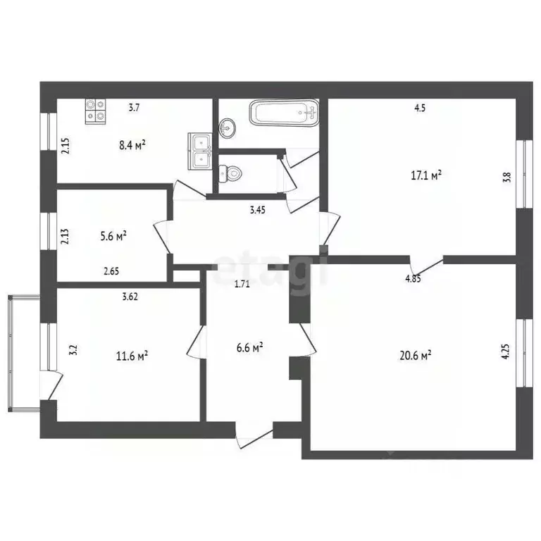 4-к кв. Москва Дмитровское ш., 5К1 (80.0 м) - Фото 2