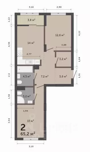 2-к кв. Свердловская область, Екатеринбург ул. Краснолесья, 10/7 (65.2 ... - Фото 0