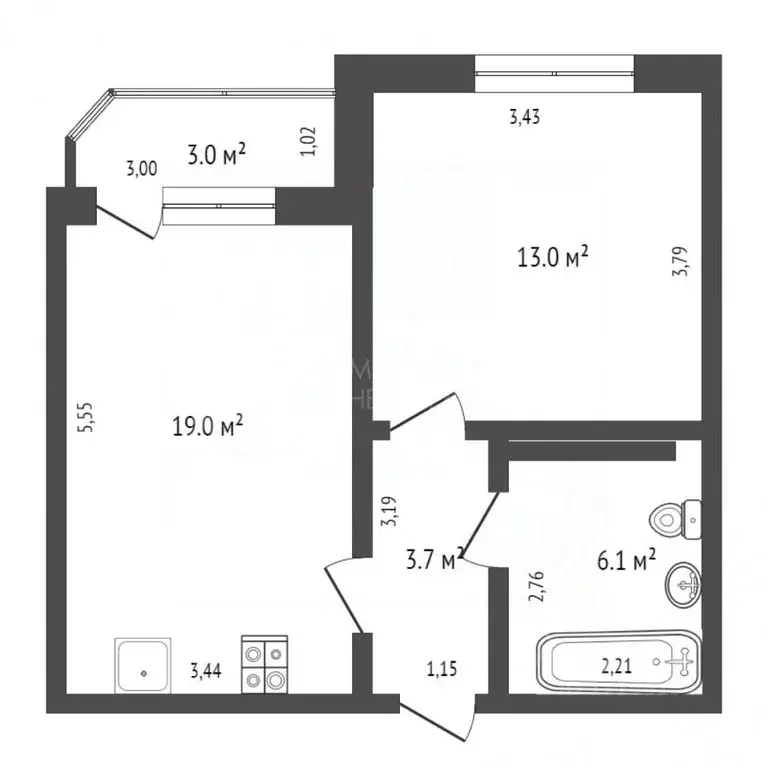 1-к кв. Тюменская область, Тюмень Кремлевская ул., 112к1 (38.0 м) - Фото 1