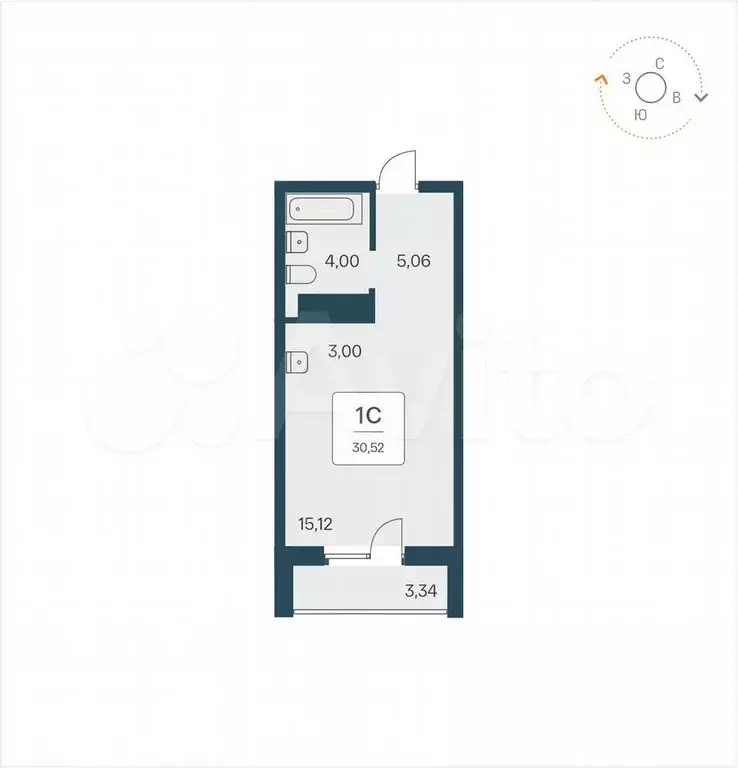 Апартаменты-студия, 30,5 м, 18/25 эт. - Фото 0