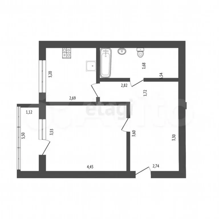 2-к. квартира, 47 м, 4/5 эт. - Фото 0