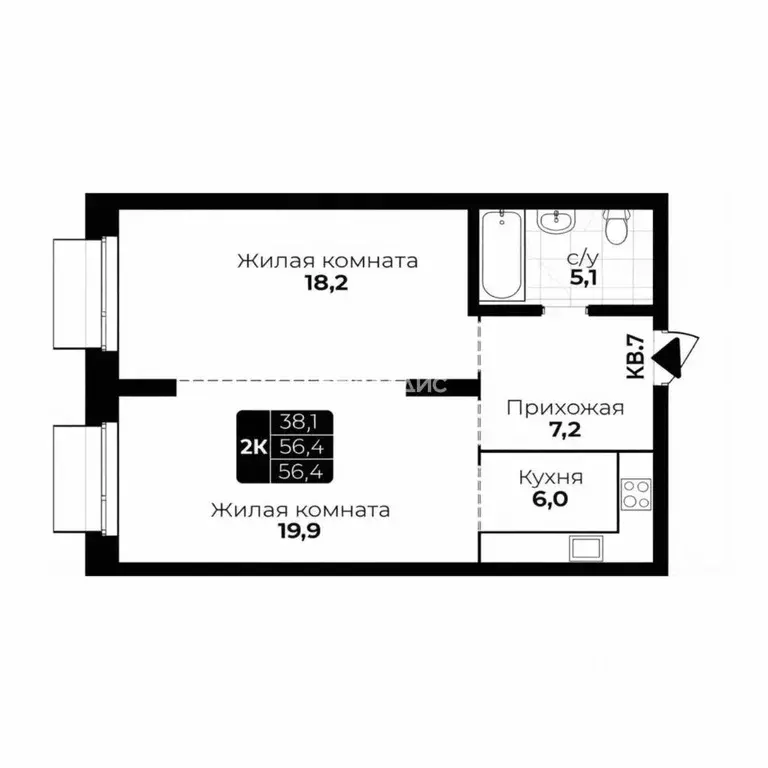 2-к кв. Алтайский край, Барнаул ул. 6-я Нагорная, 15Г/12 (56.0 м) - Фото 2