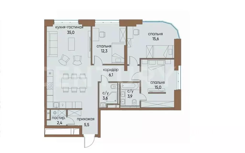3-к кв. Москва ул. Нижние Мневники, 16к5 (100.0 м) - Фото 2