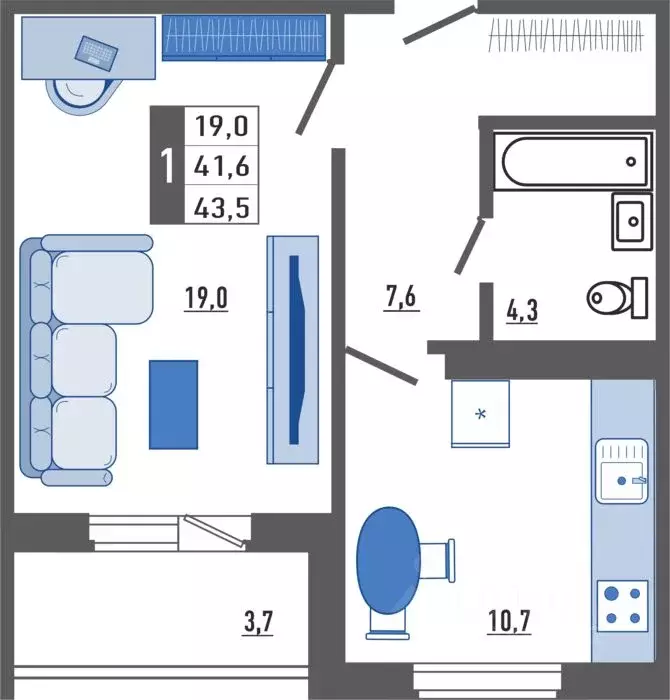 1-к кв. Орловская область, Орел Мясокомбинат мкр,  (43.5 м) - Фото 1