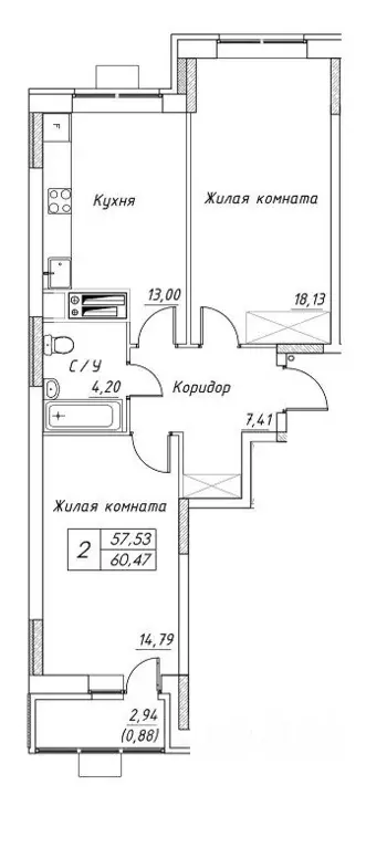 2-к кв. Московская область, Дмитров  (60.47 м) - Фото 0