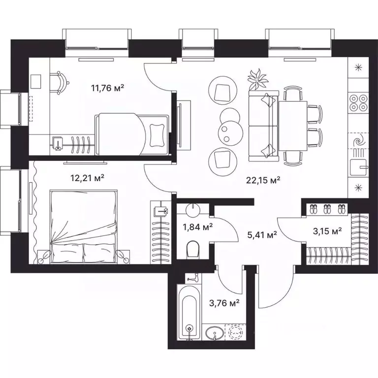 2-к кв. Владимирская область, Киржач ул. Свердлова, 10А (60.0 м) - Фото 1
