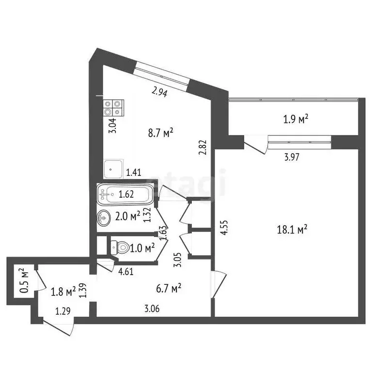 1-комнатная квартира: Калининград, улица Лилии Иванихиной, 2А (40.4 м) - Фото 0
