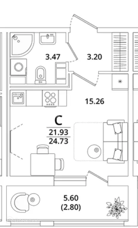 Продаётся квартира-студия, 23.86 м - Фото 0