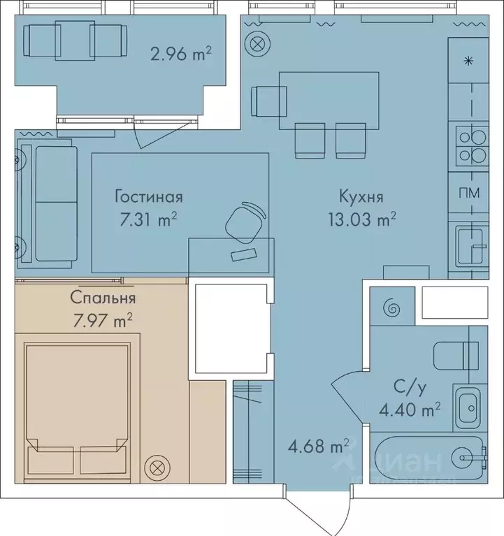 2-к кв. Санкт-Петербург Лиговский просп., 271 (40.0 м) - Фото 1