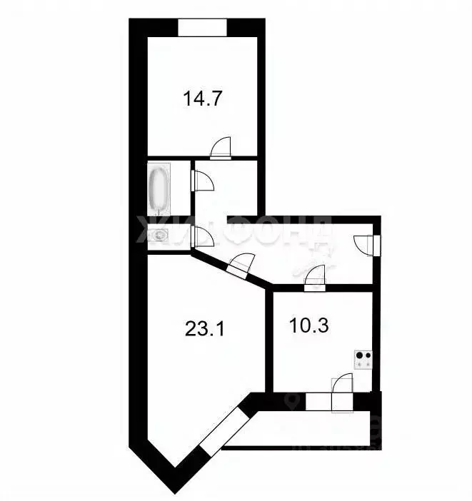 2-к кв. томская область, томск красноармейская ул, 51/1 (65.0 м) - Фото 0