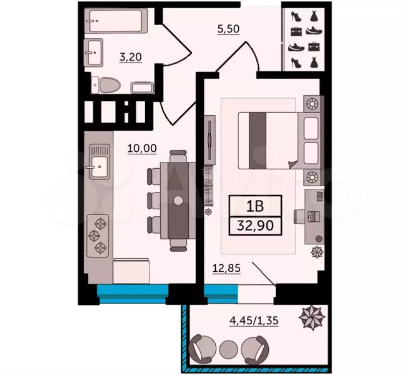1-к. квартира, 33,5 м, 24/24 эт. - Фото 1