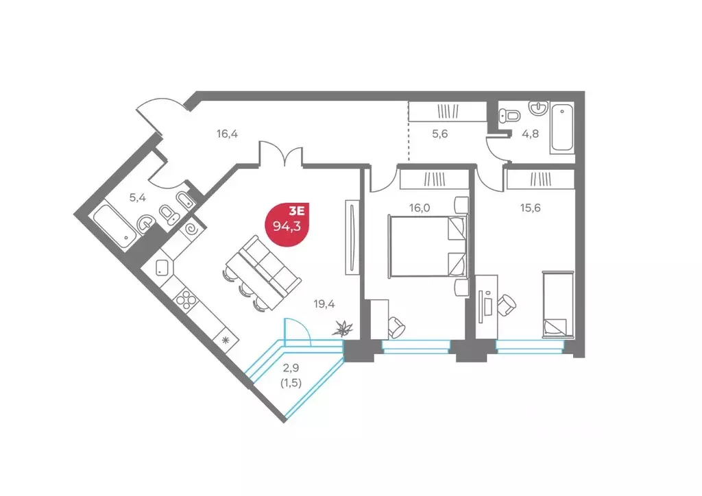 3-к кв. Пермский край, Пермь Советская ул., 16 (94.3 м) - Фото 1