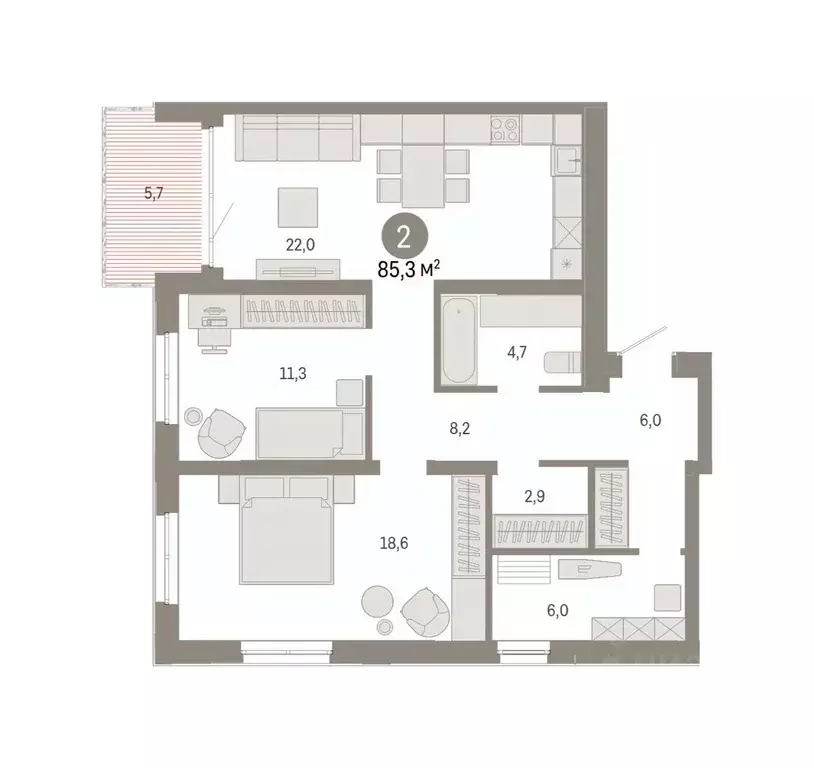 2-к кв. Свердловская область, Екатеринбург Юго-Западный жилрайон, ... - Фото 0