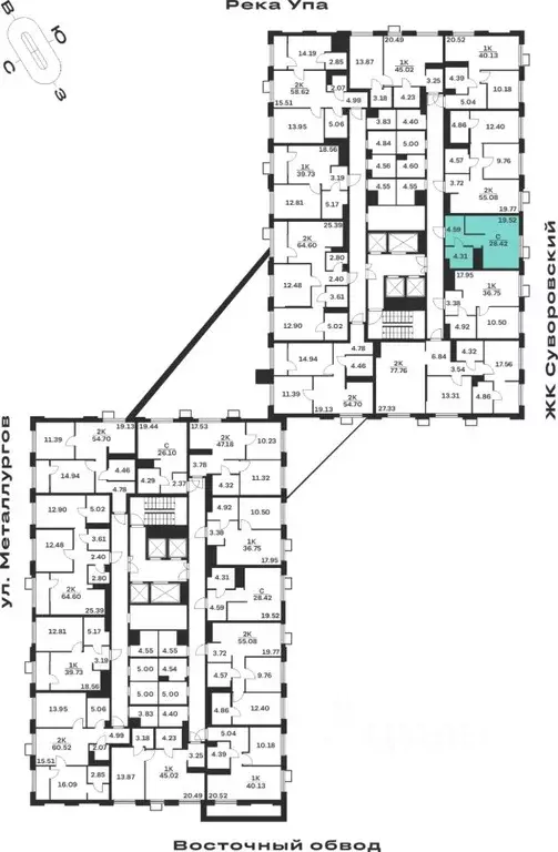 Студия Тульская область, Тула Парк Патриот жилой комплекс (28.42 м) - Фото 2