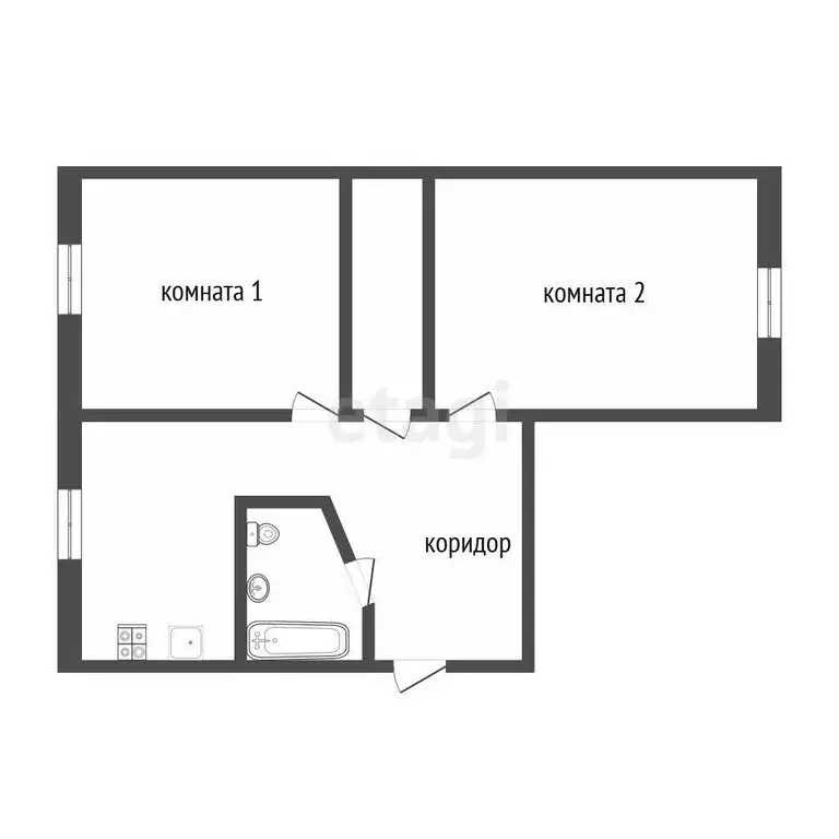 2-комнатная квартира: Ухта, улица Дзержинского, 23 (43.8 м) - Фото 1
