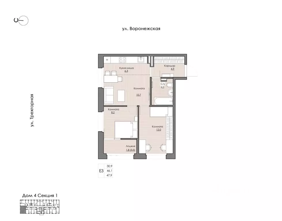 2-к кв. Хабаровский край, Хабаровск Воронежская ул., 159 (47.9 м) - Фото 1