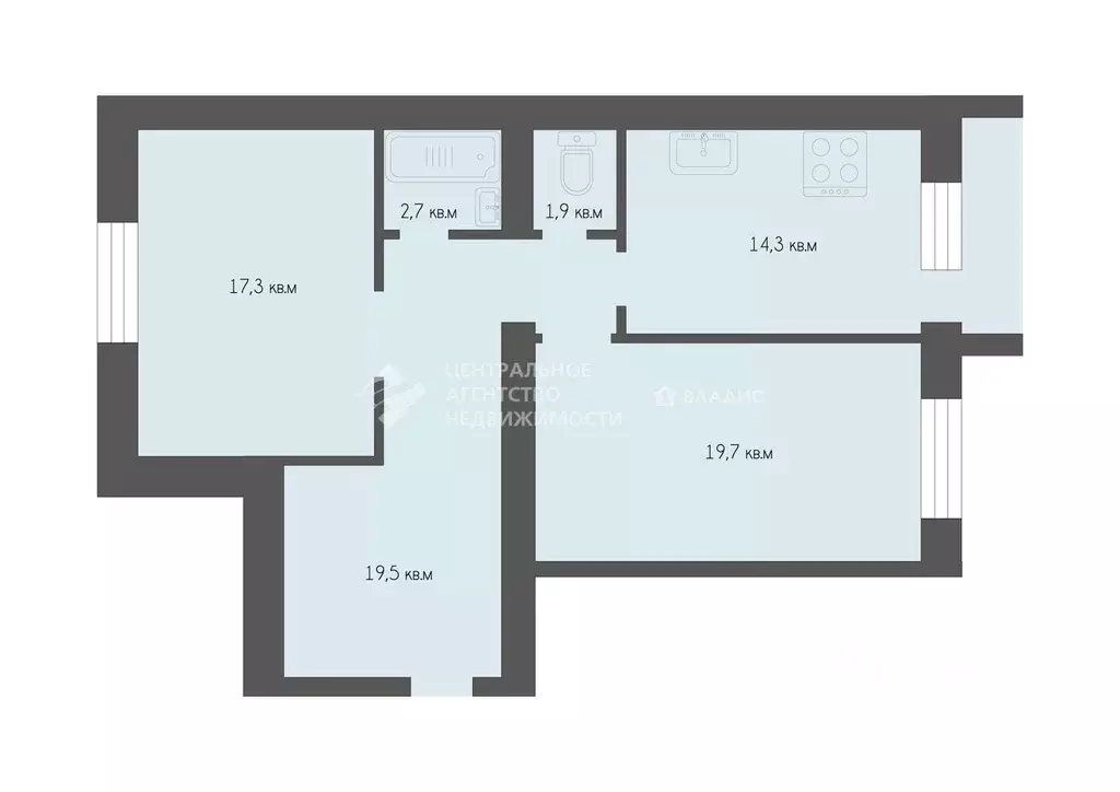 2-к кв. Рязанская область, Рязань ул. Пушкина, 18к2 (75.2 м) - Фото 1