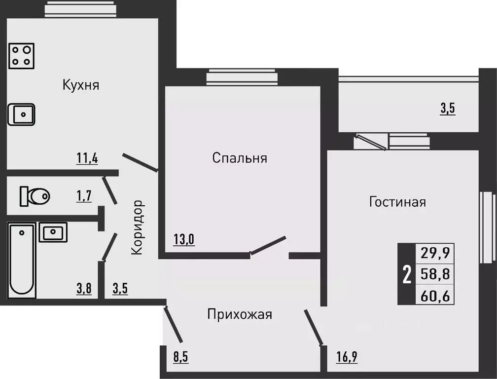 2-к кв. орловская область, орловский район, д. жилина ул. садовая, 2к2 . - Фото 0