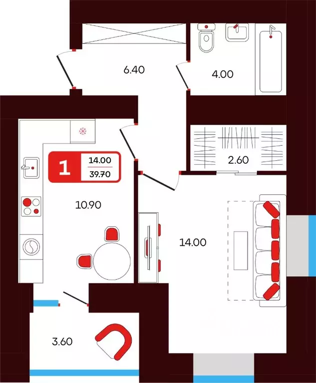 1-к кв. Башкортостан, Туймазы пер. Луначарского, 5 (39.7 м) - Фото 1