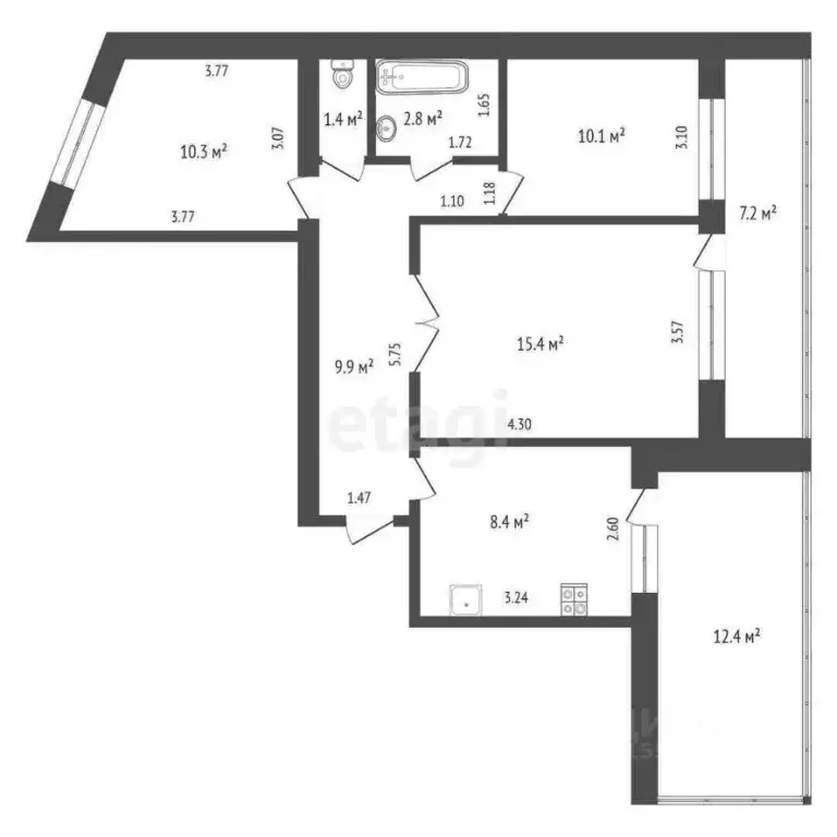 3-к кв. Самарская область, Самара Владимирская ул., 7 (60.5 м) - Фото 2