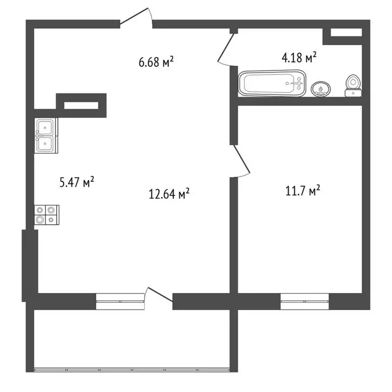 1-комнатная квартира: Тюмень, Алматинская улица, 5 (43.67 м) - Фото 1