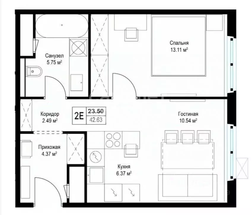 2-к кв. Московская область, Ленинский городской округ, д. Сапроново, ... - Фото 1