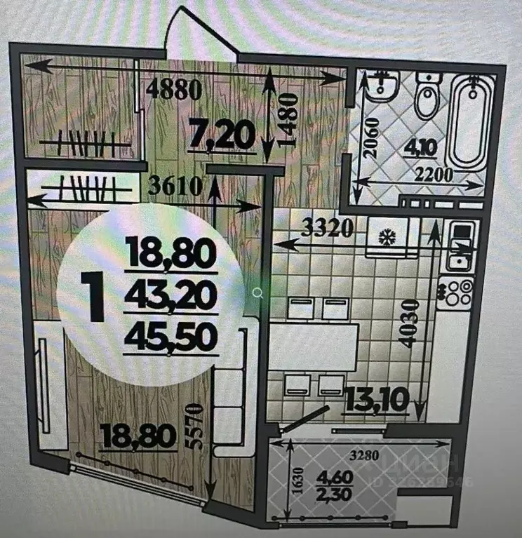 1-к кв. Краснодарский край, Анапа ул. Адмирала Пустошкина, 22к2 (46.0 ... - Фото 1