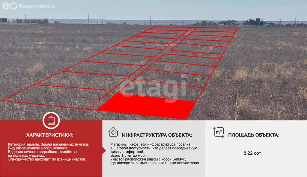 Участок в Черноморский район, село Окунёвка (8.22 м) - Фото 2