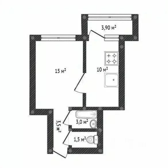 1-к кв. Башкортостан, Уфа Комсомольская ул., 135 (31.0 м) - Фото 2