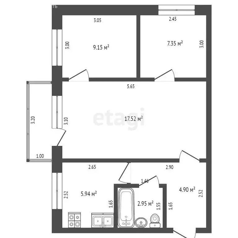 3-комнатная квартира: Ульяновск, Кузоватовская улица, 49 (47.8 м) - Фото 0