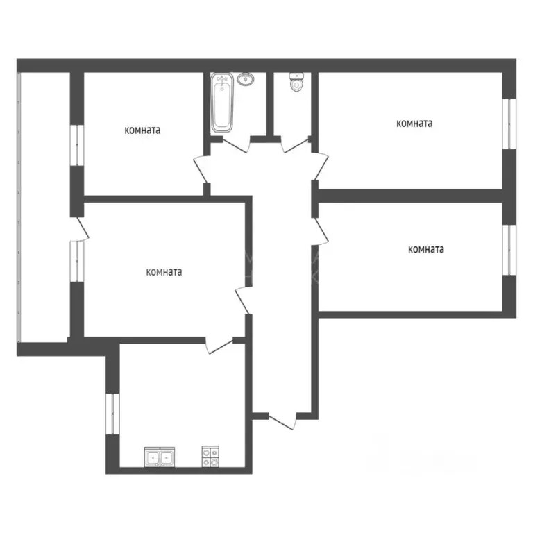 4-к кв. Тюменская область, Тюмень Сосьвинская ул., 49 (75.9 м) - Фото 2