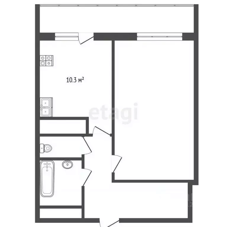1-к кв. Белгородская область, Белгород ул. Николая Островского, 27 ... - Фото 2