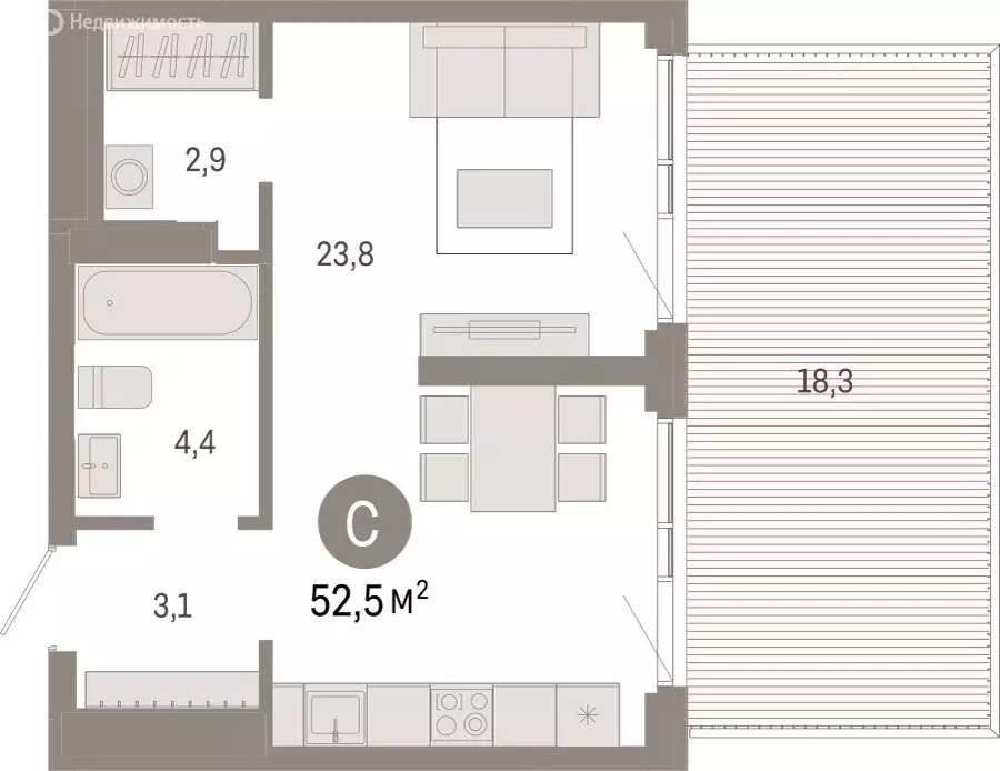 Квартира-студия: Екатеринбург, Мраморская улица, 27/2 (52.5 м) - Фото 1