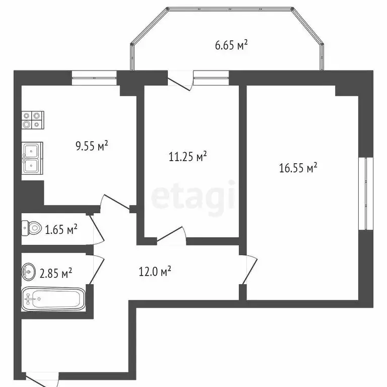 2-комнатная квартира: Омск, улица Красный Путь, 143к7 (59 м) - Фото 1