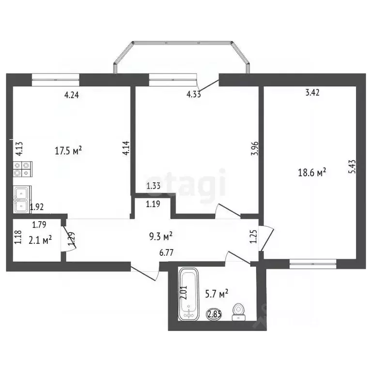 3-к кв. Алтайский край, Барнаул городской округ, Южный рп проезд ... - Фото 2