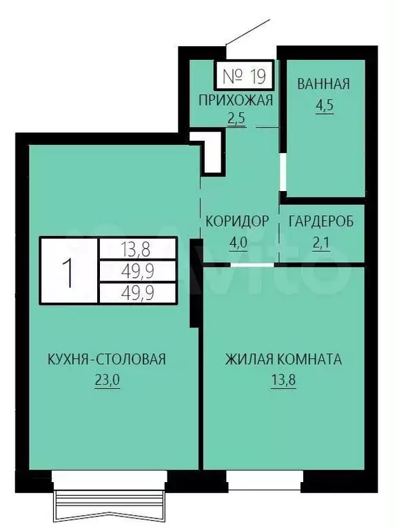 1-к. квартира, 49,9 м, 3/29 эт. - Фото 0