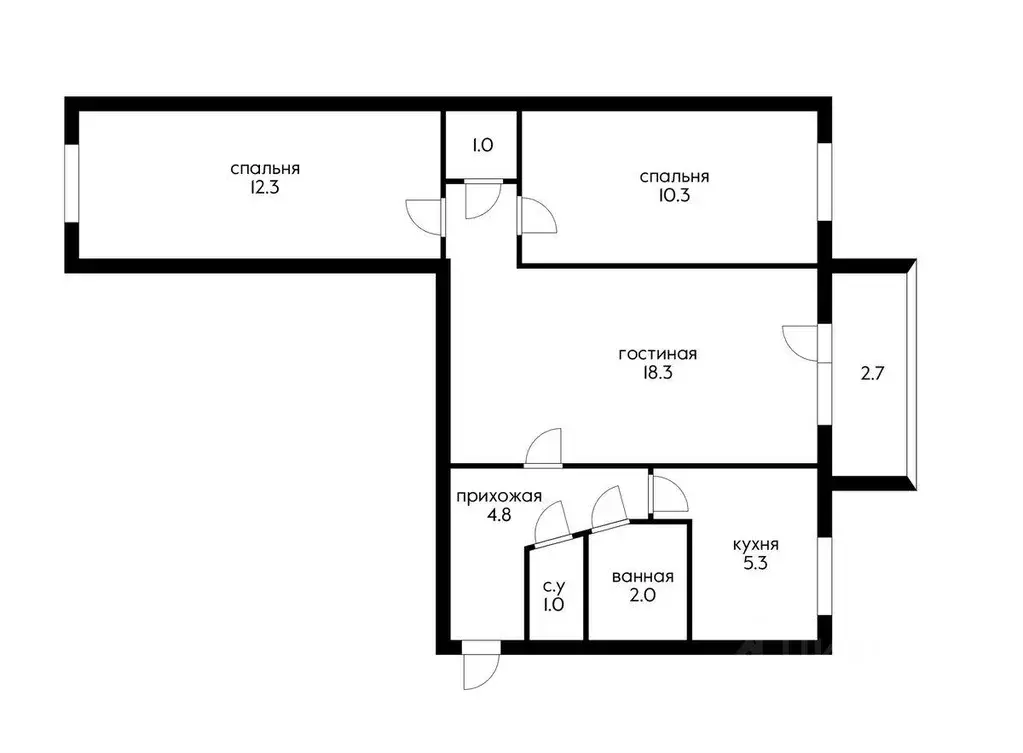 Квартира, 3 комнаты, 55 м - Фото 0