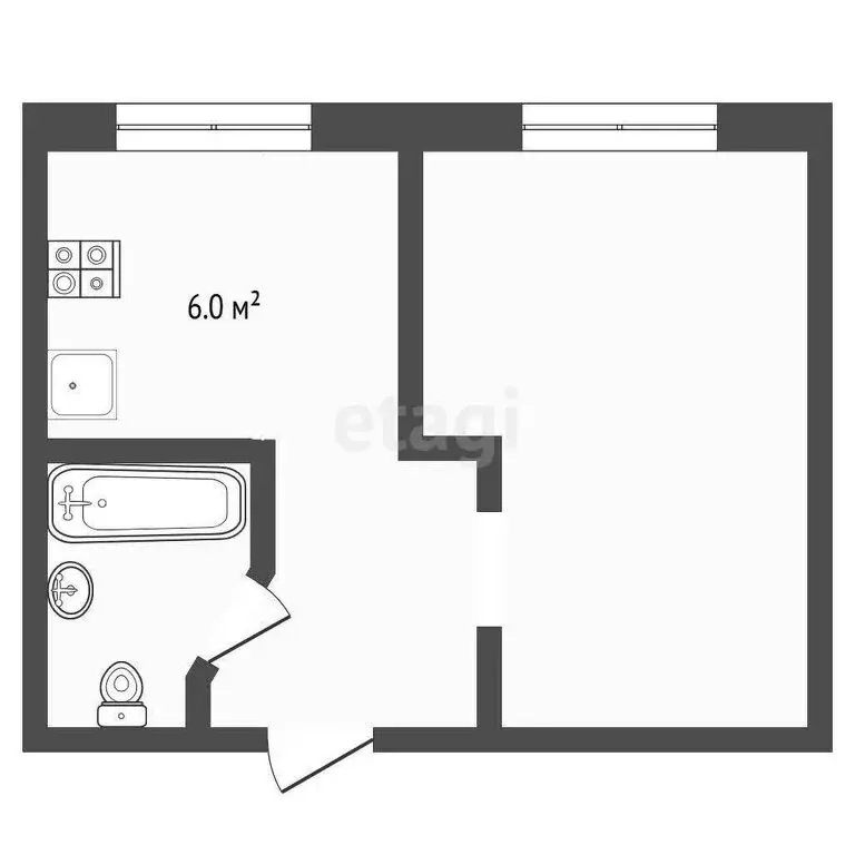 1-комнатная квартира: Тюмень, улица Парфёнова, 20 (18.9 м) - Фото 1