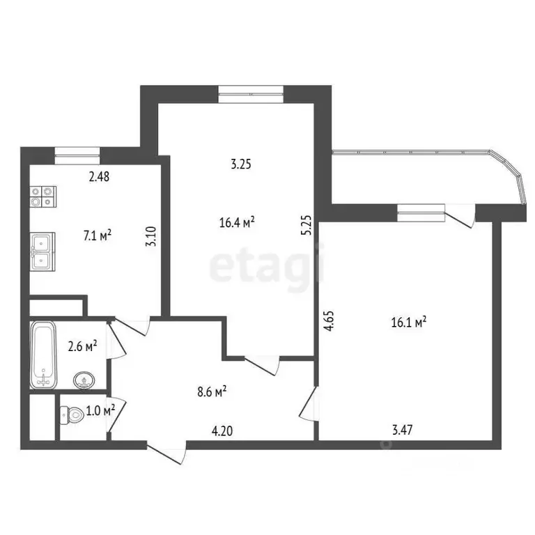 2-к кв. Санкт-Петербург Выборгское ш., 31 (51.8 м) - Фото 1