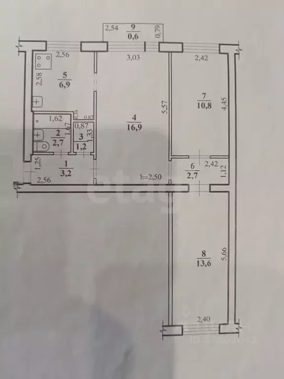 3-к кв. Забайкальский край, Чита пос. Каштак, Гвардейский мкр, 2 (58.0 ... - Фото 2