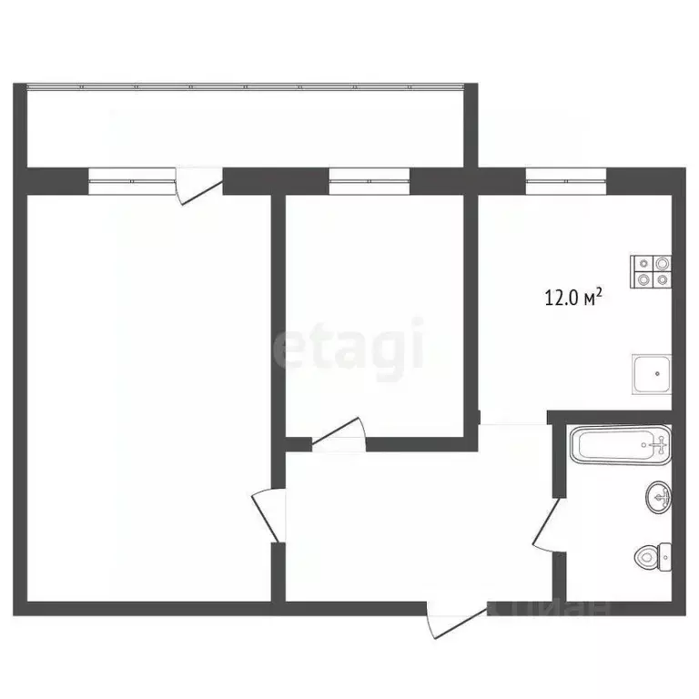 2-к кв. Томская область, Томск Киевская ул., 28 (53.4 м) - Фото 1