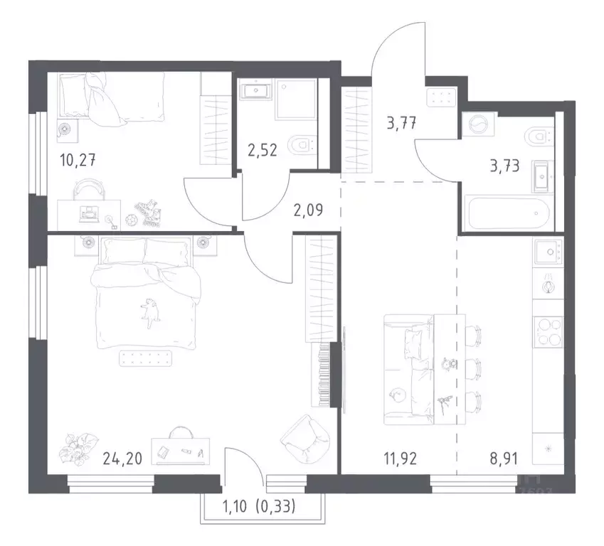 2-к кв. Башкортостан, Уфа ул. Минигали Губайдуллина, 8к9 (67.74 м) - Фото 0