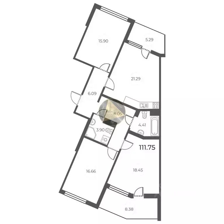 3-к кв. Санкт-Петербург ш. Суздальское, 8 (111.75 м) - Фото 2