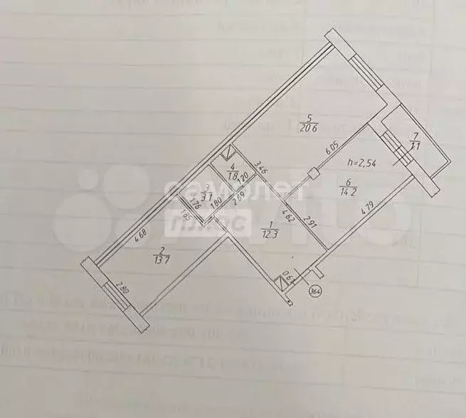 2-к. квартира, 65,7 м, 8/10 эт. - Фото 0