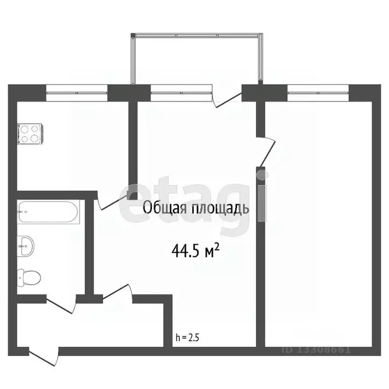 2-к кв. Томская область, Томск ул. Мичурина, 73 (46.2 м) - Фото 1